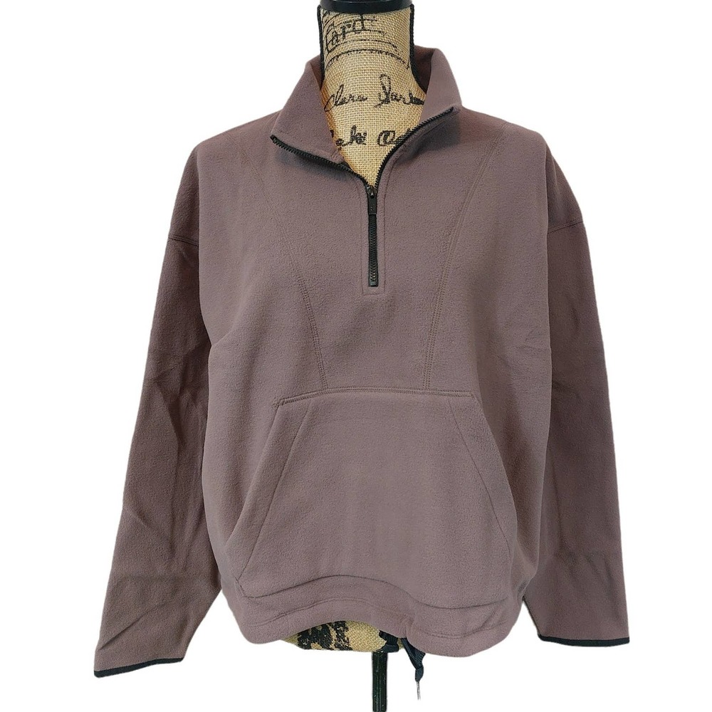 NWT PINK Victoria's Secret cropped polar purple fleece half zip size large